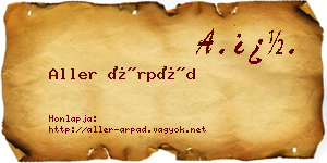 Aller Árpád névjegykártya